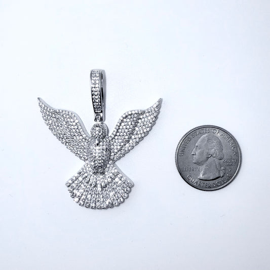 Real 925 Sterling Silver CZ Bird Pendant