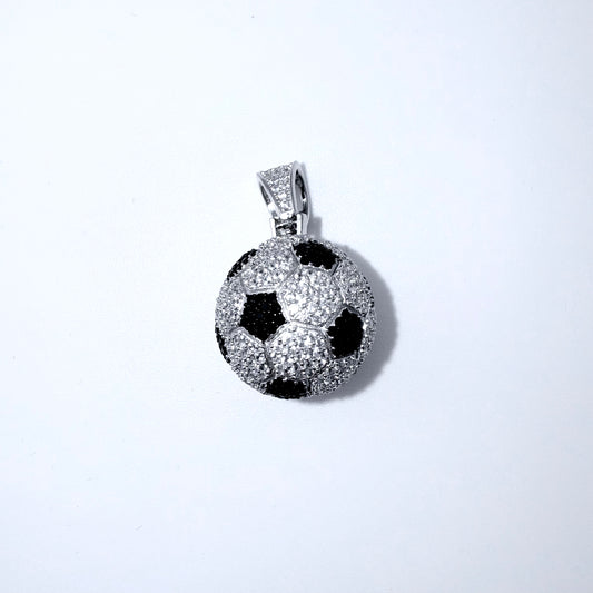 Real 925 Sterling Silver CZ Soccer Ball Pendant