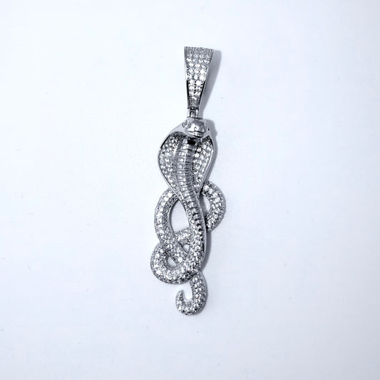 Real 925 Sterling Silver CZ Cobra Pendant