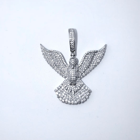 Real 925 Sterling Silver CZ Bird Pendant