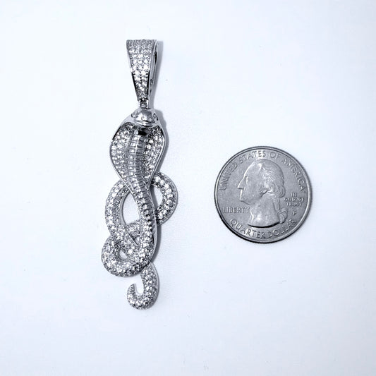 Real 925 Sterling Silver CZ Cobra Pendant