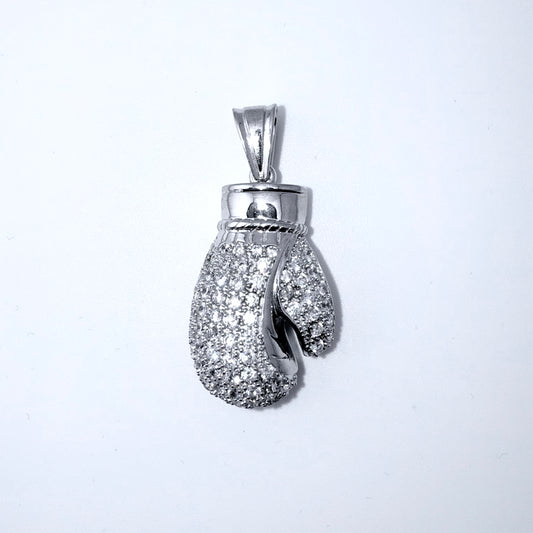 Real 925 Sterling Silver CZ Boxing Glove Pendant